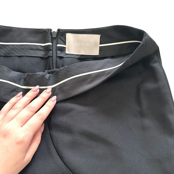 JASON WU Wool Blend Straight Midi Skirt Black Sz 6 - Picture 6 of 6